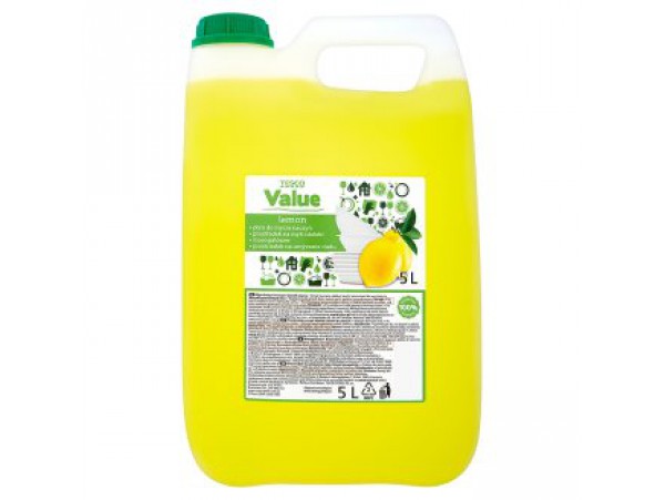 Tesco Value Жидкость для мытья посуды (лимон), 5 л